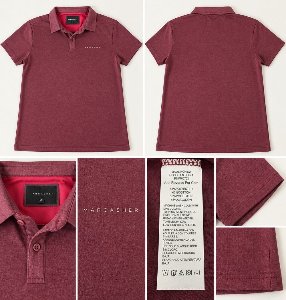 Marc Asher Men’s M Burgundy Polo Shirt Cotton Blend Short Sleeve Casual Golf